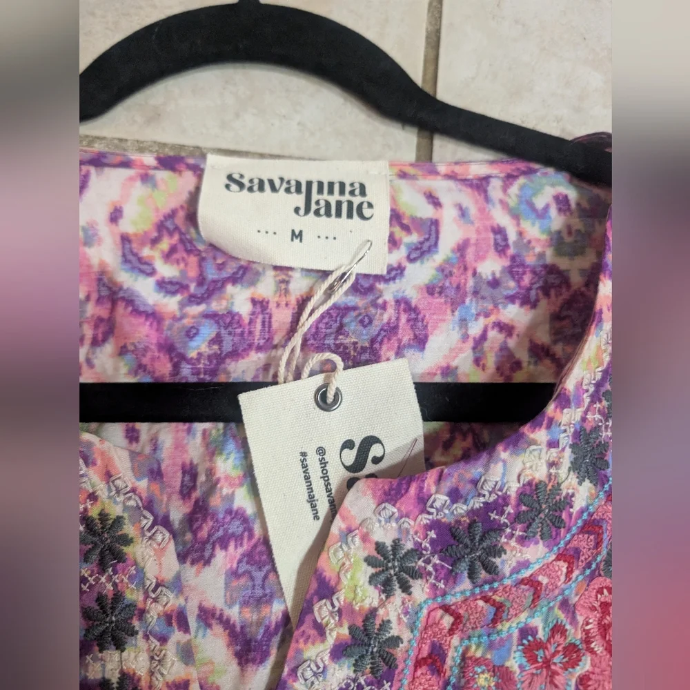 Savanna Jane Vibrant Floral Tunic Blouse - Pink and Orange NWT - Picture 8 of 9